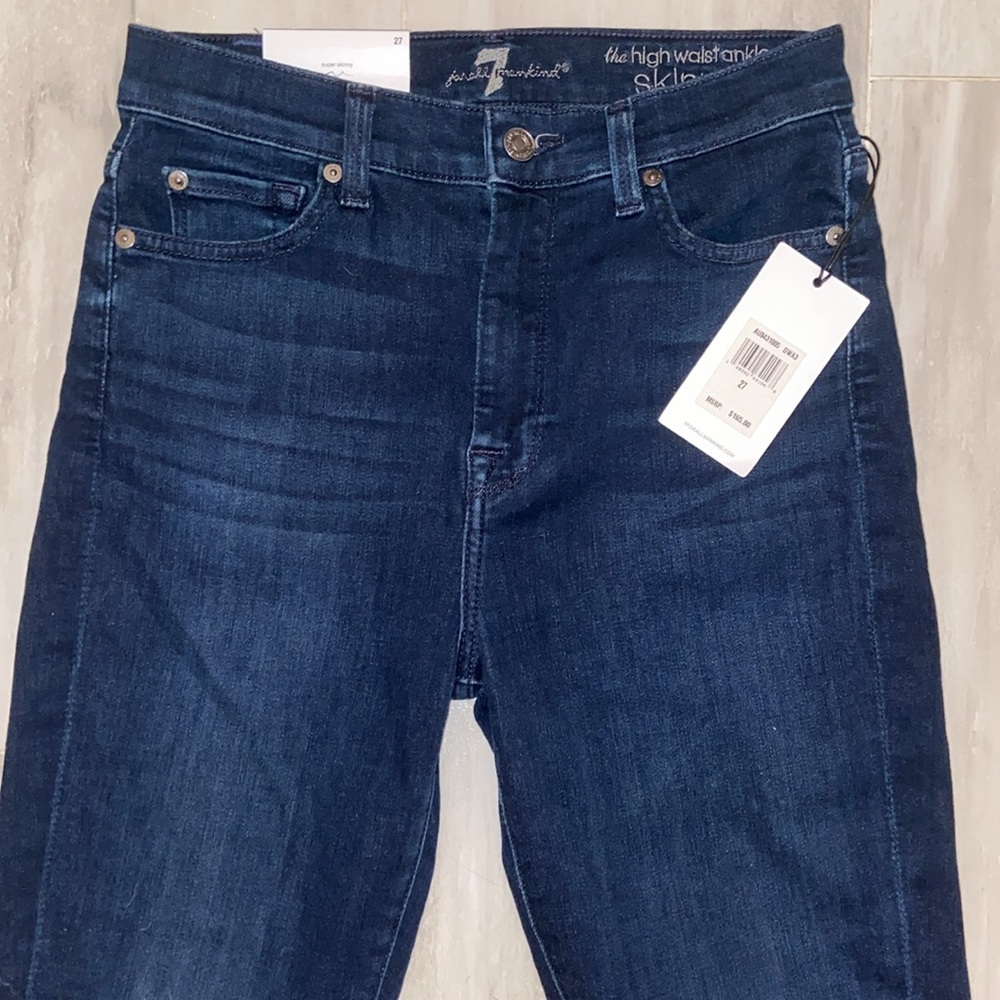 7 For All Mankind High Waist Ankle, Raw Hem, Super Skinny, 27x27, NWT, $165 MSRP - Picture 10 of 15